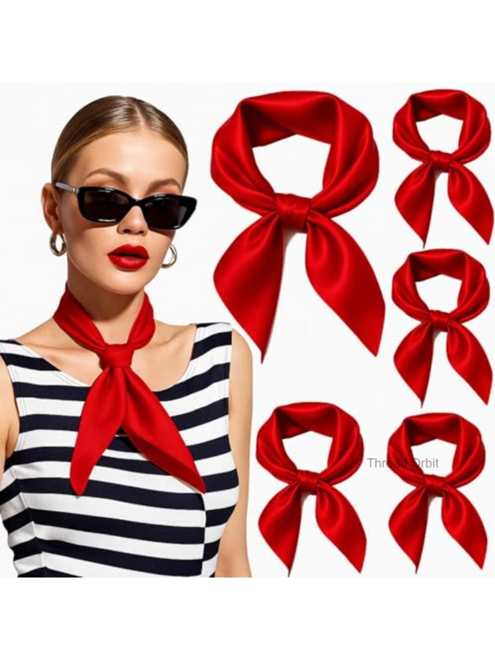 23.6" Art Silk Square Hair Scarf Set Lightweight Neck Wrap